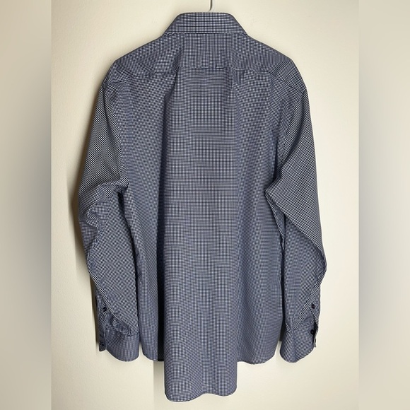 Twillory SafeCotton Navy/White Gingham Button Down Long Sleeve 17 34/35 Tailored - Picture 6 of 16